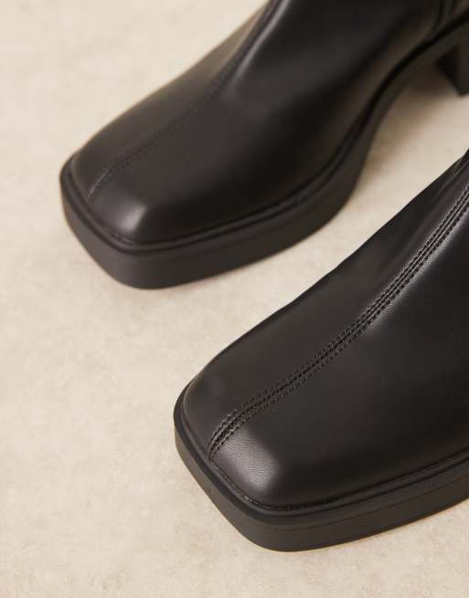 ASOS DESIGN – Raven – Elegante Stiefel in Schwarz mit mittelhohem Absatz