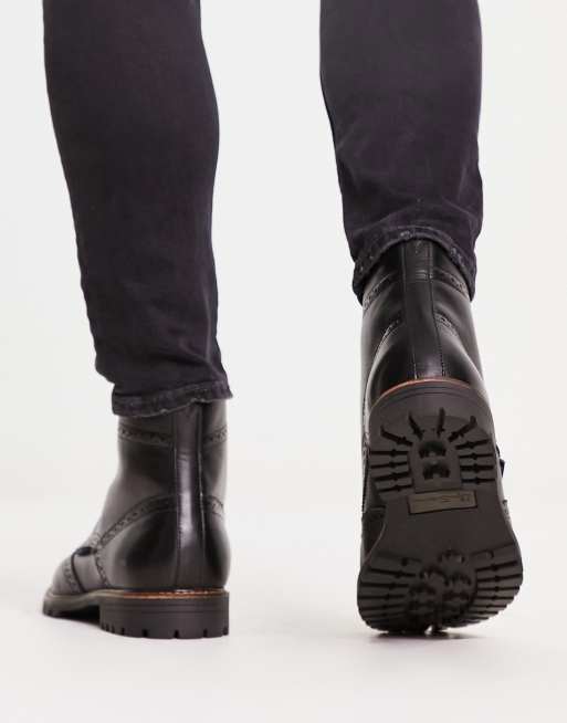Botas de vestir negras estilo zapatos Oxford de cuero de Ben Sherman, 2 de 4