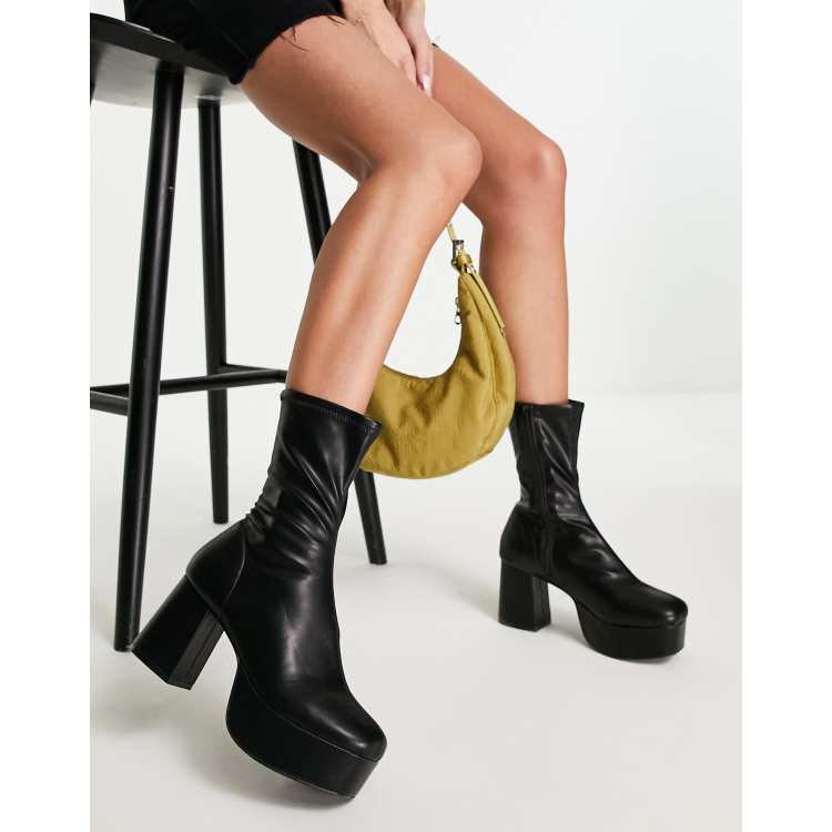 Botas estilo calcet n negras con plataforma Ready de ASOS DESIGN