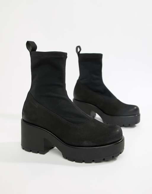 Botas estilo calcetines de nobuk elástico con plataforma Dioon de Vagabond
