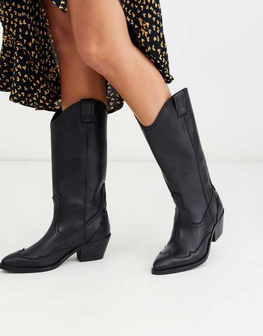 Botas estilo cowboy de media ca a en cuero Luna de AllSaints ASOS