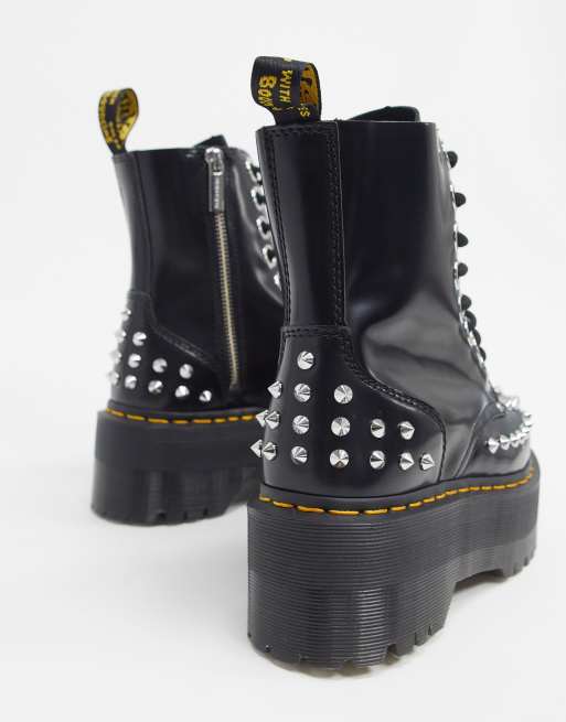 Botas gruesas de plataforma plana con tachuelas en negro Jadon Max de Dr Martens