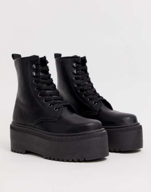 Botas gruesas negras con cordones Acton de ASOS DESIGN | ASOS