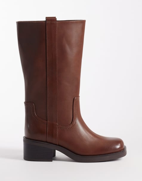 Botas marrón chocolate de estilo camionero sin cierres Cherry de ASOS DESIGN - view 1