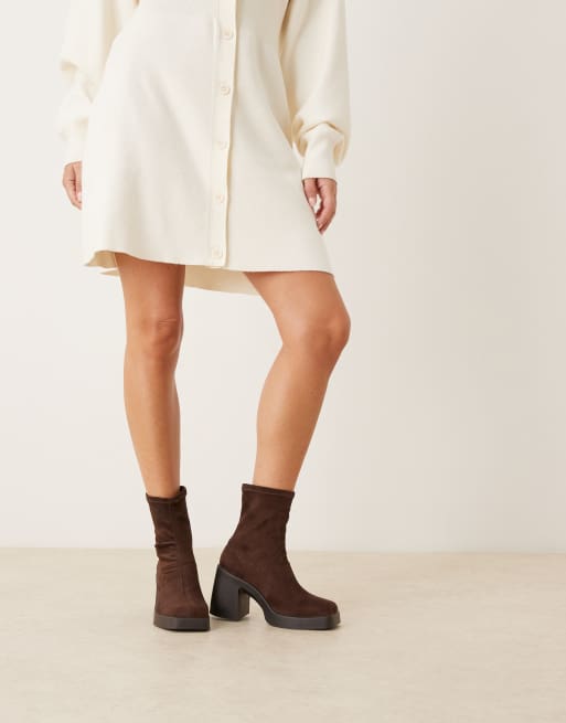 Wide Fit Asos Botas Chelsea Mujer Botas Marrón Chocolate Estilo