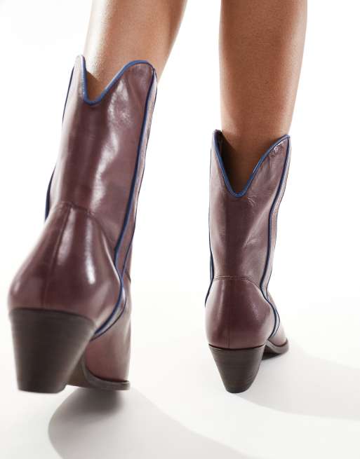 Botas marrón coco de tacón bajo de estilo wéstern de cuero de Free People, 4 de 4