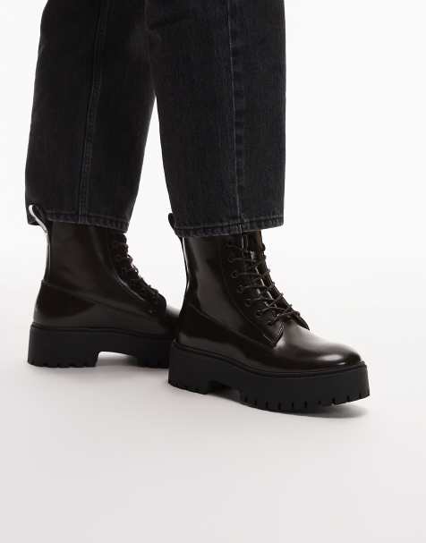 Botas marrón oscuro con cordones y suela gruesa de cuero puro de & Other Stories - view 1