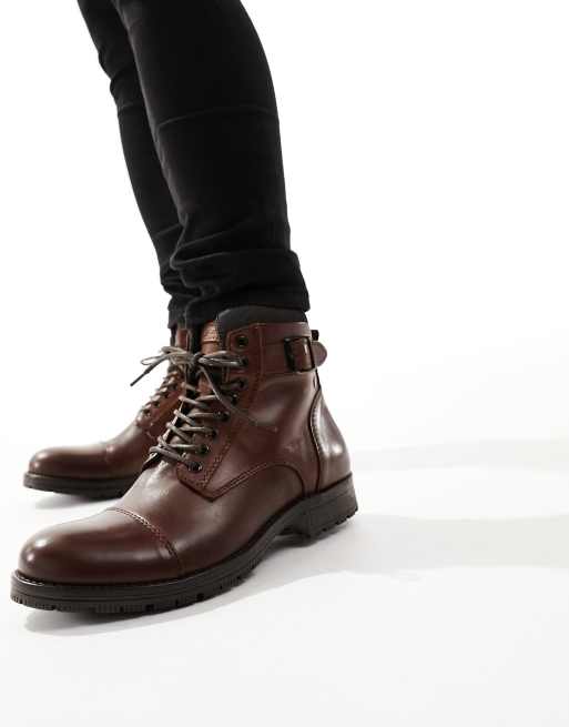 JACK & JONES Jjalbany Leather Boot Brown Stone - botas de cuero hombre,  color marrón, tall…