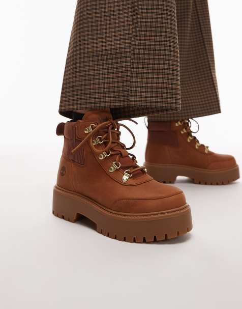 Botas marrones con cordones y plataforma de nobuk Stone Street de Timberland - view 1