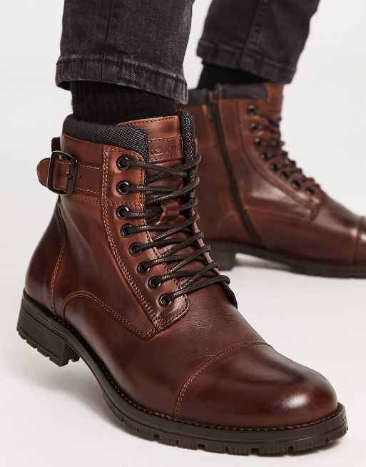 JACK & JONES Jjalbany Leather Boot Brown Stone - botas de cuero hombre,  color marrón, tall…