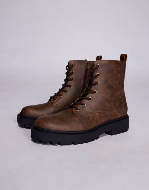 Botas marrones con suela gruesa y cordones de ASOS DESIGN - view 1