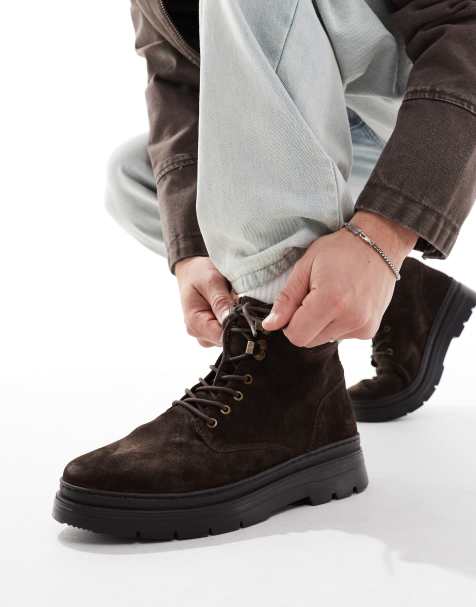 Botas marrones de cuña con cordones de ante de ASOS DESIGN - view 1