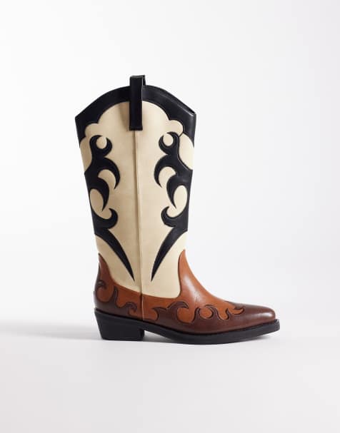 Botas marrones y color crema de estilo wéstern Celia de Public Desire - view 1