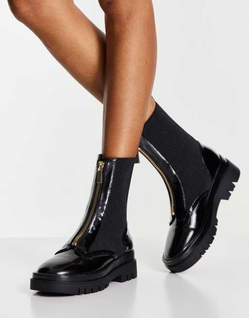 Botas militares negras con cremallera de Miss Selfridge