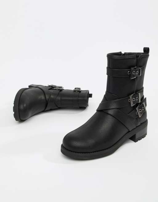 Botas moteras negras mujer hot sale