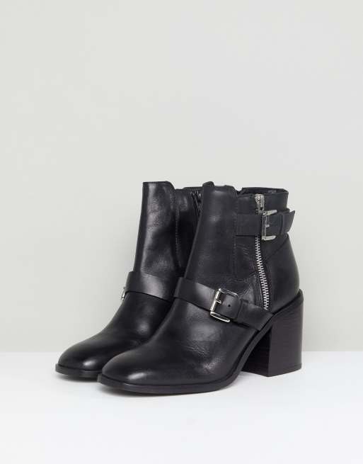 Botas moteras de tacón cuero ELVIE de ASOS | ASOS
