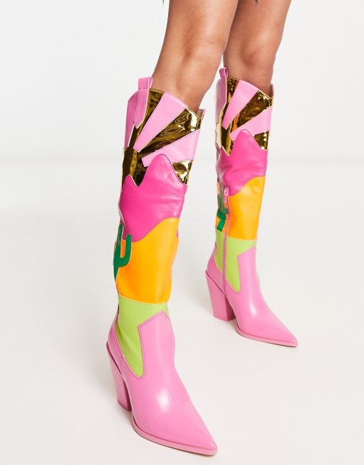 Botas multicolores de estilo wéstern original Dolly exclusivas de Public Desire