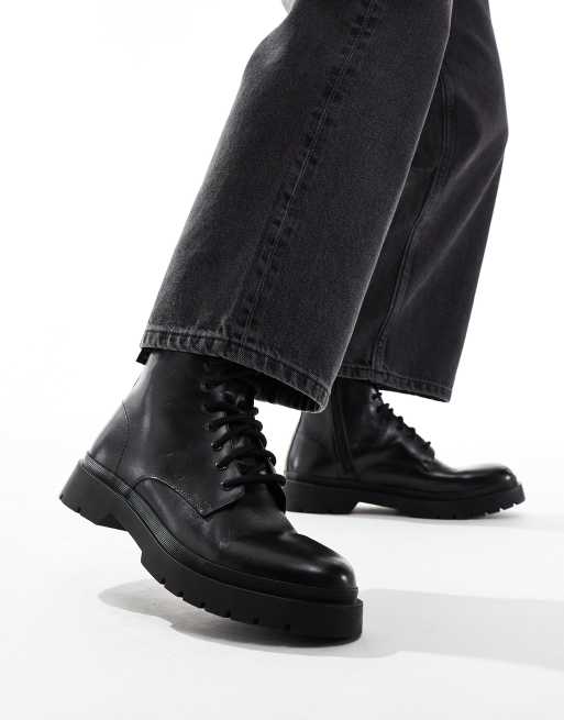 Botas negras con cordones de cuero Callum de WALK LONDON ASOS