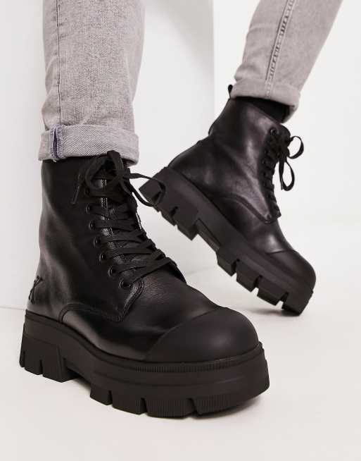 Botas negras con cordones y suela gruesa de Calvin Klein Jeans ASOS