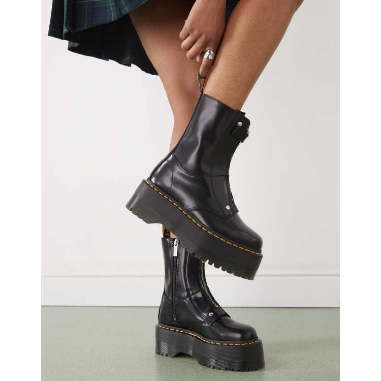 Botas negras con cremallera de cuero Jetta Hi Max de Dr Martens | ASOS
