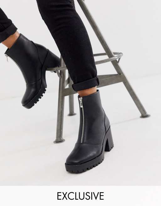 Botas negras con en el empeine y suela gruesa Janella exclusivas de Raid | ASOS