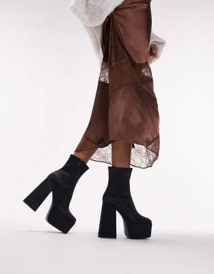 Bottes Noires Topshop à Talons Hauts - Cuir, Occasion, Pour Femme