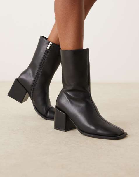 Botas negras con puntera cuadrada y tacón grueso de Glamorous - view 1