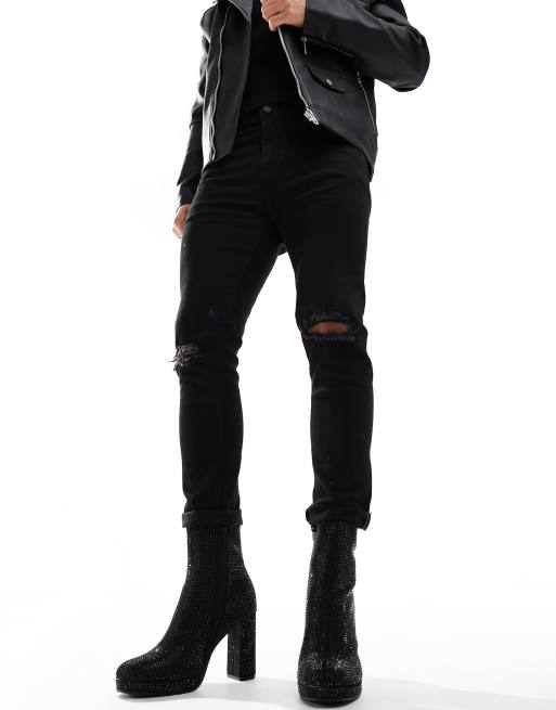 Botas negras con tacón y plataforma de cuero sintético de ASOS DESIGN, 3 de 4