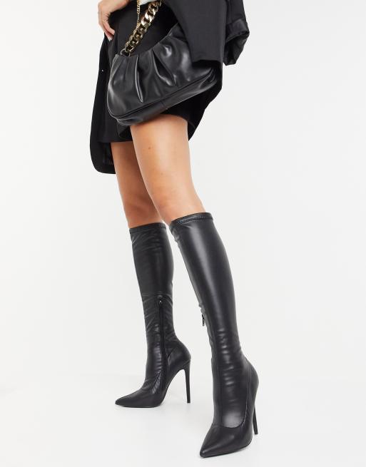 Botas negras de caña alta con tacón de aguja Ambition de