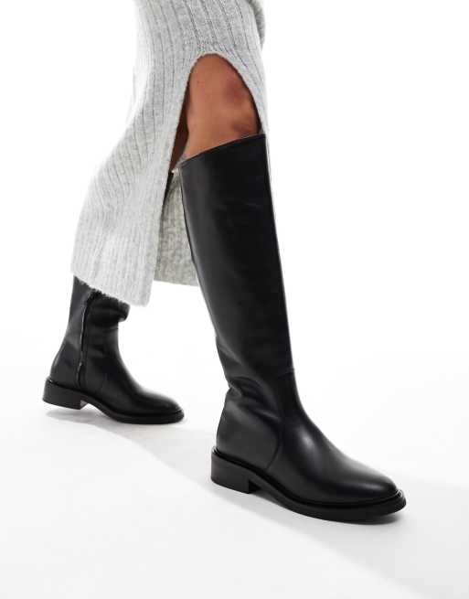 Cuero Botas Negras Alta Botas Negras De Caña Alta De Cuero De