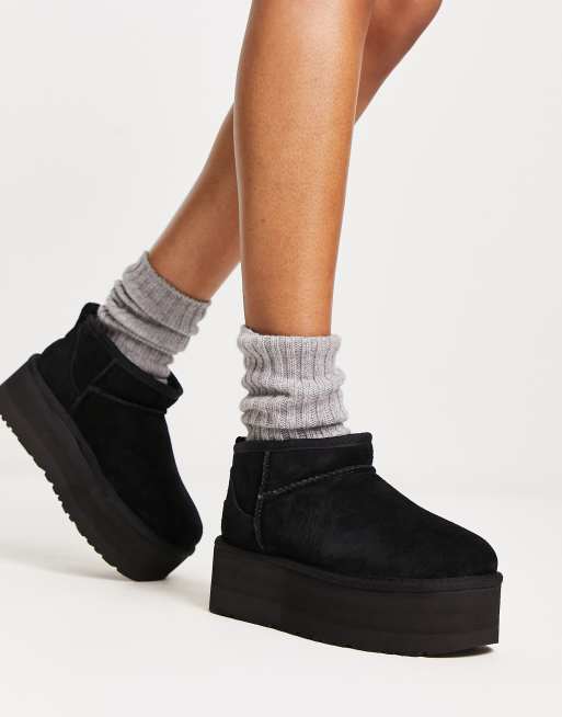 Botas negras de ca a baja con plataforma Classic Ultra Mini de UGG