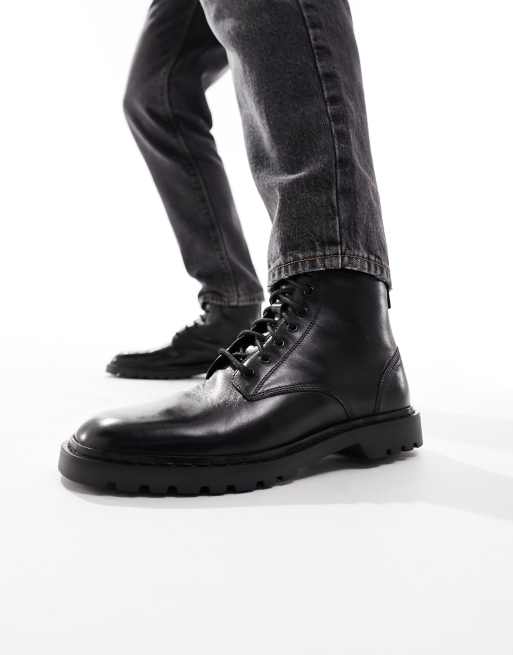 Botas negras de cuero con cordones Milano de Walk London