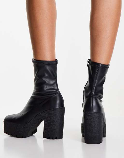Botas negras de estilo calcetín con tacón alto Elena de ASOS DESIGN, 2 de 4