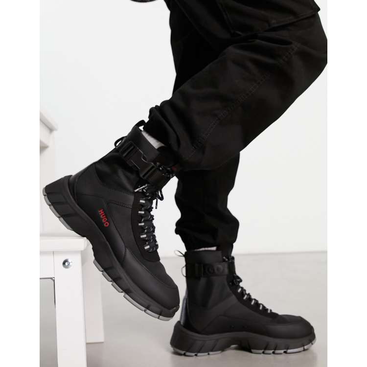 Botas negras de estilo montañero Kyle Hito de HUGO ASOS