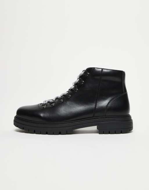 Botas negras de estilo senderista con suela dentada y cordones de ASOS DESIGN, 3 de 4