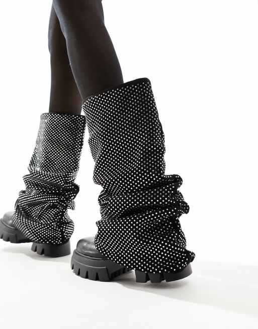 Botas negras de estilo wéstern con abalorios y detalle plegado Dania de Azalea Wang, 2 de 4