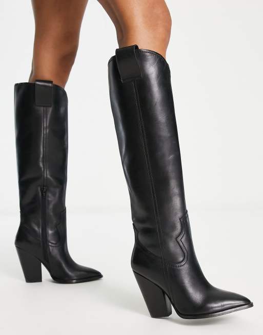 Botas negras de estilo wéstern de cuero ASOS DESIGN | ASOS