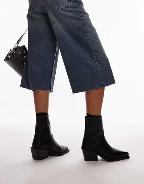Botas negras de estilo wéstern de cuero Maddy de Topshop - view 1