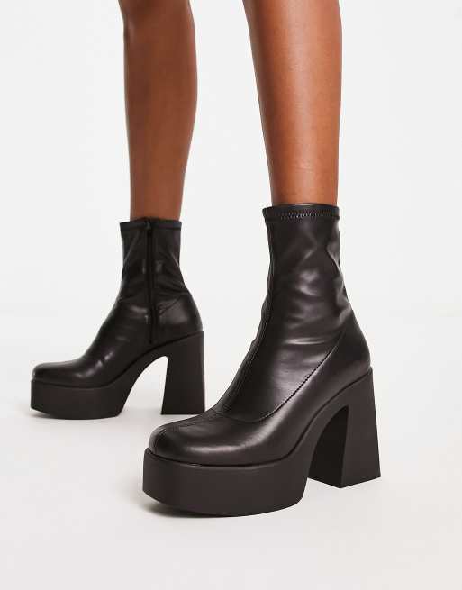 Botas negras estilo calcet n con plataforma gruesa Grandstep de