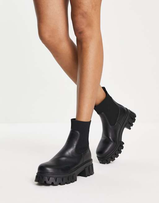 Botas negras estilo calcetín con suela gruesa Zadie de Koi Footwear