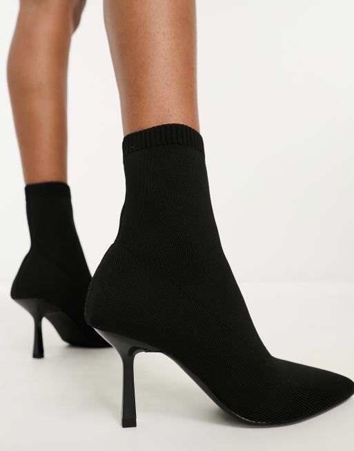 Botas negras estilo calcetín con tacón bajo Rosetta de ASOS DESIGN