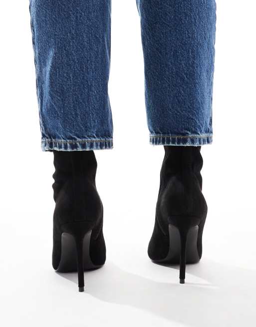 Botas negras estilo calcetín de tacón alto Evie de ASOS DESIGN Wide Fit, 3 de 4