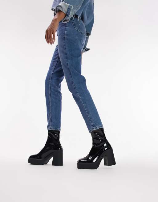 Botas negras estilo calcetín de tacón con plataforma Bobbie de Topshop, 2 de 4