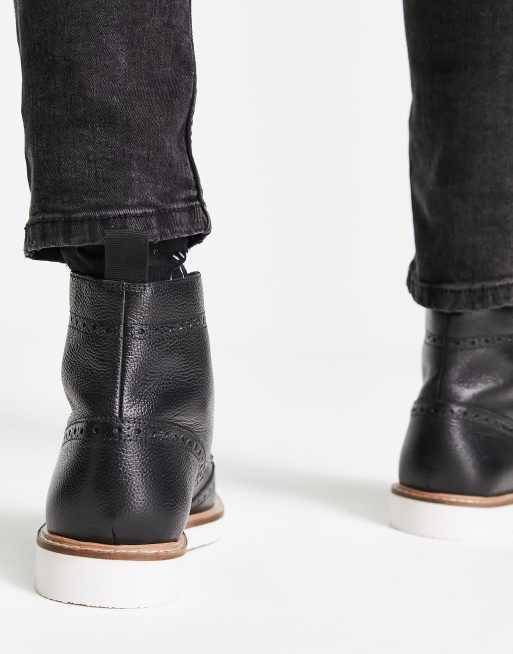 Botas negras estilo Oxford con cordones y suela de cuña de DESIGN ASOS