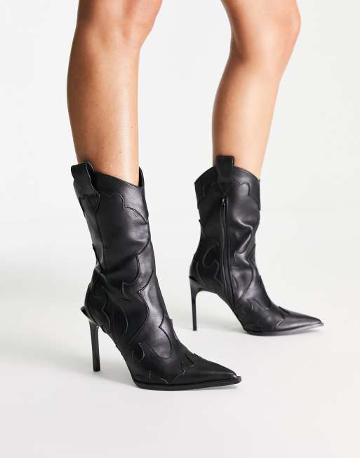 Botas negras estilo wéstern de tacón Edit de ASOS DESIGN