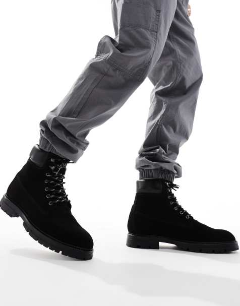 Botas negras estilo worker con cordones de ante de ASOS DESIGN - view 1