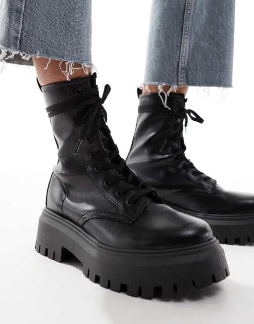 Botas negras planas con cordones Ava de ASOS DESIGN ASOS