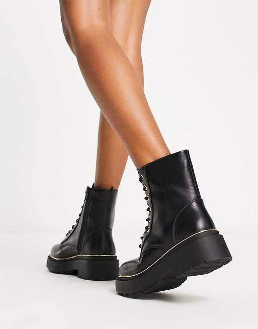 Botas negras planas con cordones y gruesa de Look | ASOS