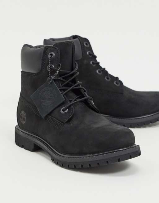 Botas negras planas de 6" con cordones Premium de Timberland, 4 de 4