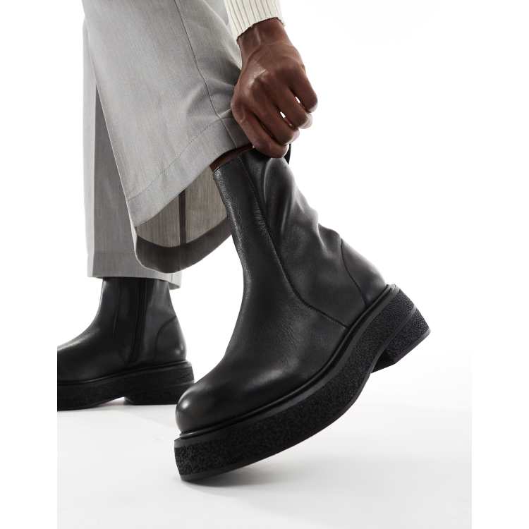 Botas negras planas de cuero Achieve de ASOS DESIGN ASOS - Main Image